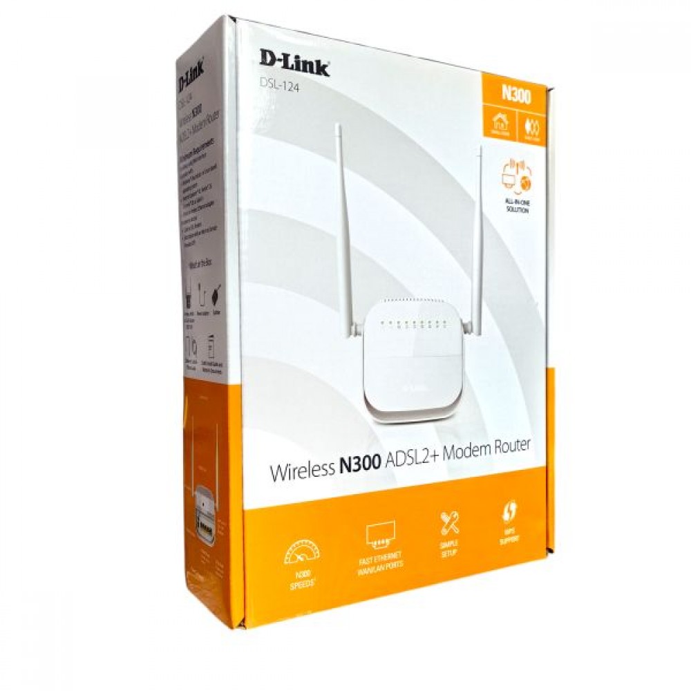 مودم روتر D-Link مدل DSL-124 سری جدید(سفید) مودم روتر D-Link مدل DSL-124 سری جدید(سفید)