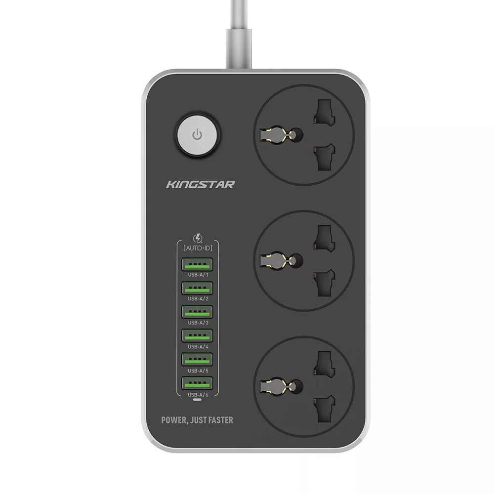 چندراهی برق کینگ استار مدل KPS5109 با ۳ پریز و ۶ USB