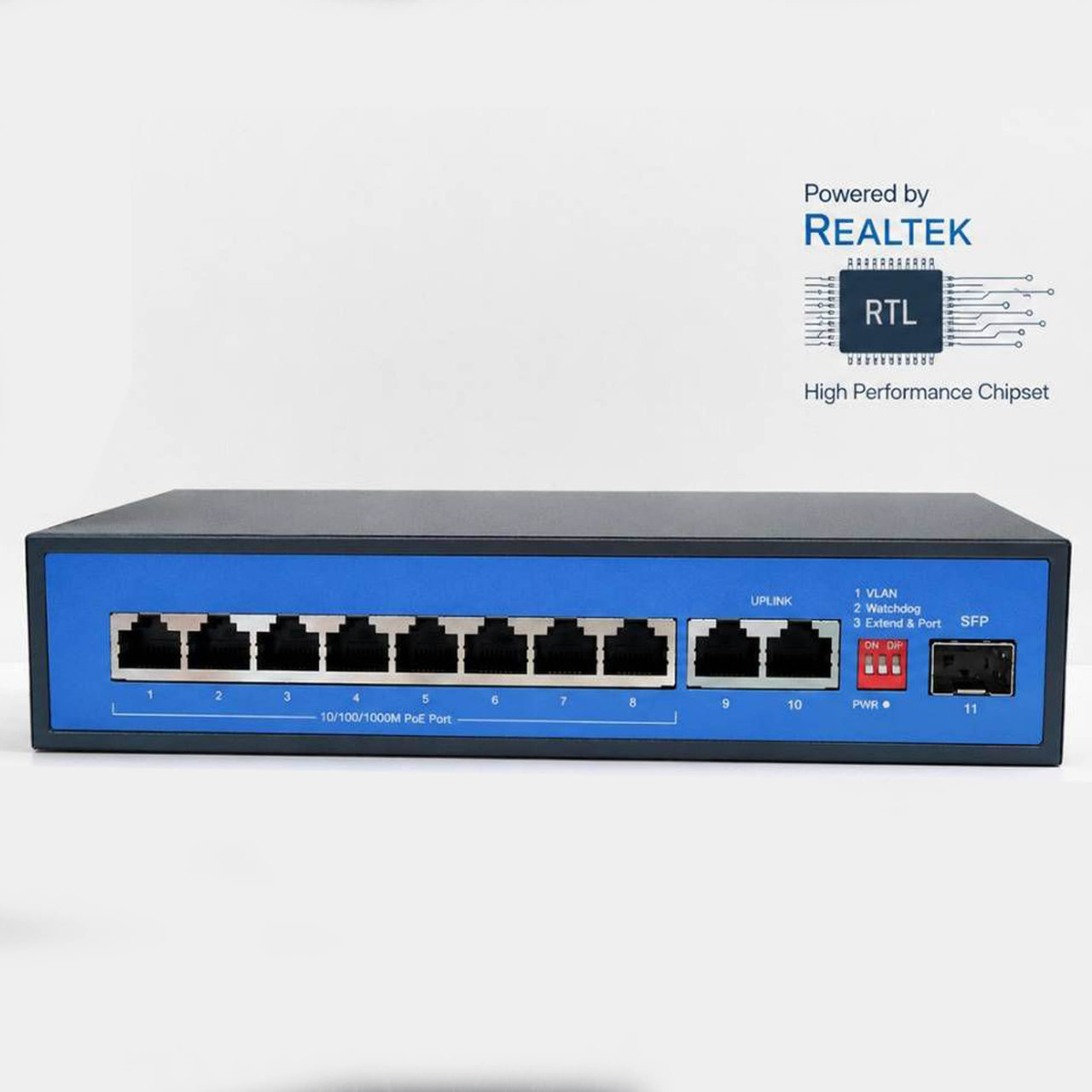 سوئیچ شبکه 8 پورت SMART POE 96W – SFP – UpLink 1000